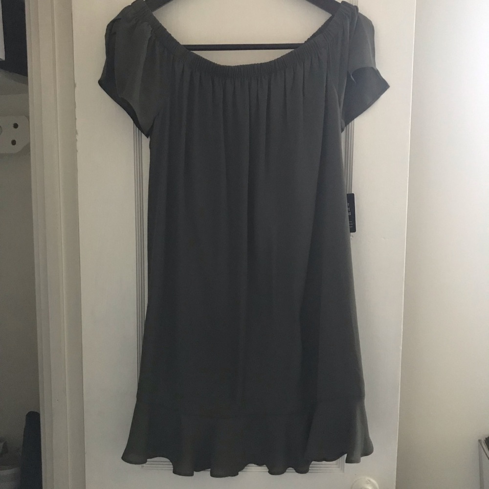 Express Olive Off Shoulder Dress